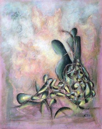 Painting "Fairy World: Secrets of Magical Devices" by painter Lena Kolambet acrylic canvas at Jose Art Gallery