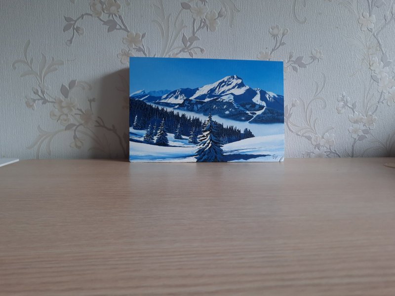 Additional view 2: Realism Landscape Painting Snowy valley in the mountains by painter Pavel Bulavintsev oil cardboard 