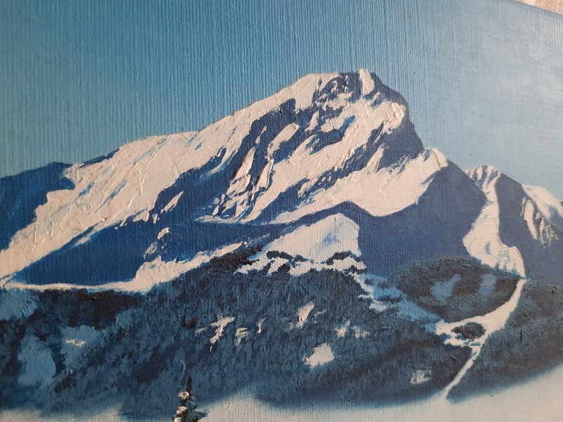 Additional view 4: Realism Landscape Painting Snowy valley in the mountains by painter Pavel Bulavintsev oil cardboard 