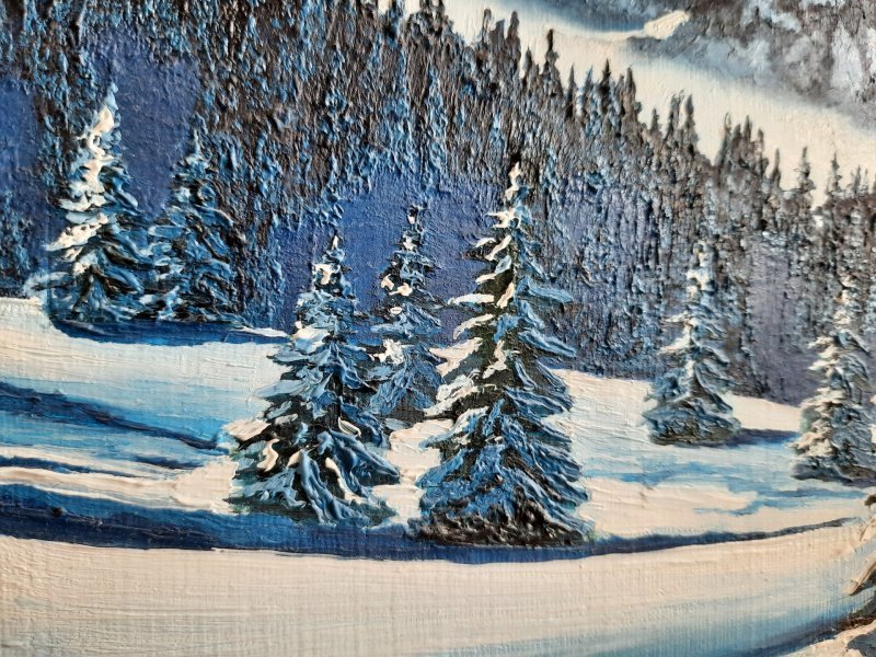 Additional view 5: Realism Landscape Painting Snowy valley in the mountains by painter Pavel Bulavintsev oil cardboard 