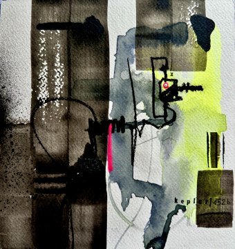 Pittura "Kepler 452b", pittore Noumenona acrilico carta alla Jose Art Gallery