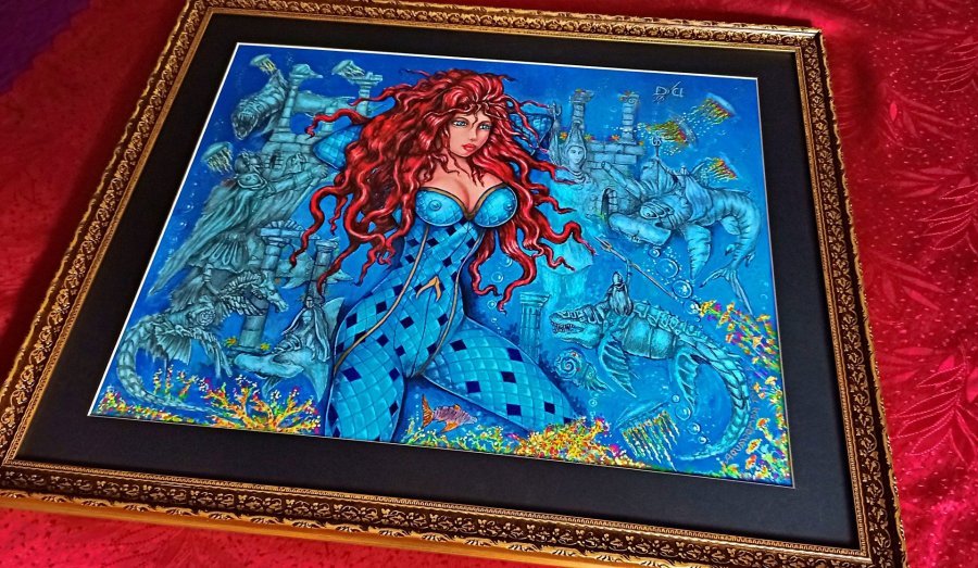 AQUA AMAZON ATLANTIS - ANCIEN Painting by ANGEL PIANGELO