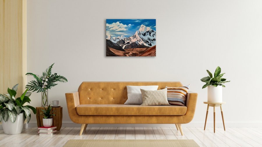 Additional view 1: Realism Landscape Painting Winter Landscape of Himalayan Peaks by painter Pavel Bulavintsev oil canvas 