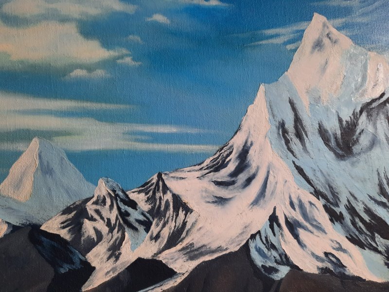 Additional view 4: Realism Landscape Painting Winter Landscape of Himalayan Peaks by painter Pavel Bulavintsev oil canvas 