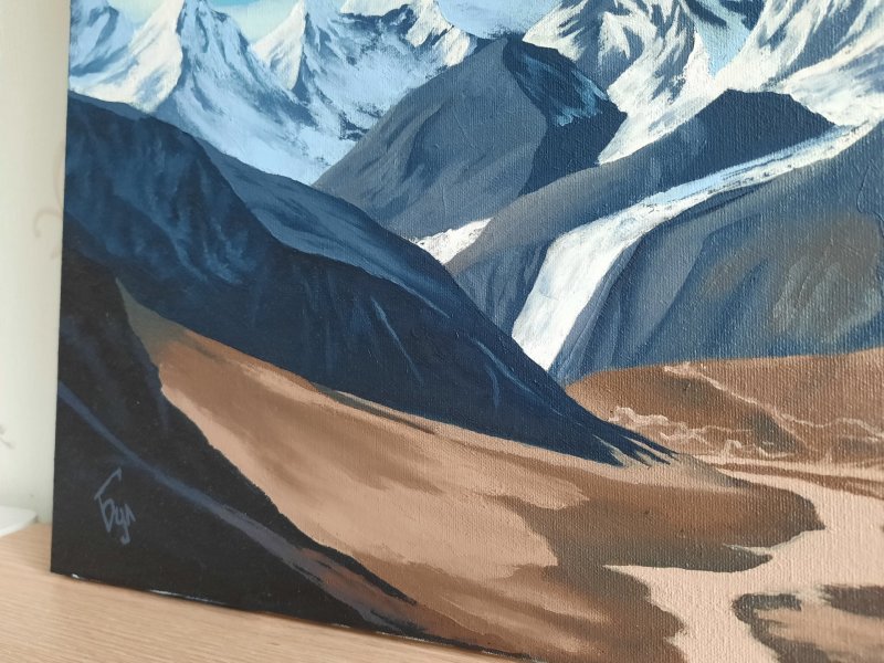 Additional view 5: Realism Landscape Painting Winter Landscape of Himalayan Peaks by painter Pavel Bulavintsev oil canvas 