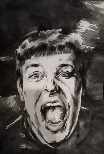 Peinture "Le cri de l'âme", peintre Nastiya German aquarelle papier à la Jose Art Gallery