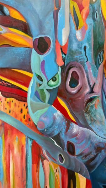 Дополнительное изображение 2: Абстракционизм Городской пейзаж Живопись "Дерево тысячи глаз" живописец Constantin Roucault масло холст 