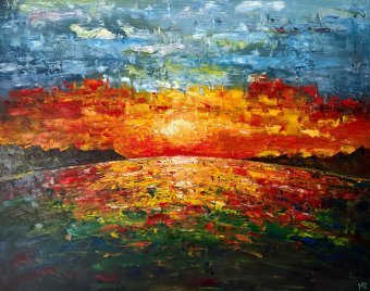 Pintura "Cielo ardiente", pintor Maria Reitgruber óleo lienzo en Jose Art Gallery