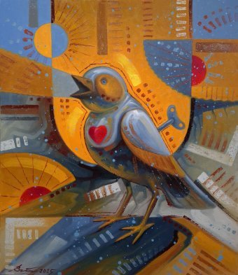 Painting "The bird is singing" by painter Serhii Voichenko oil canvas at Jose Art Gallery