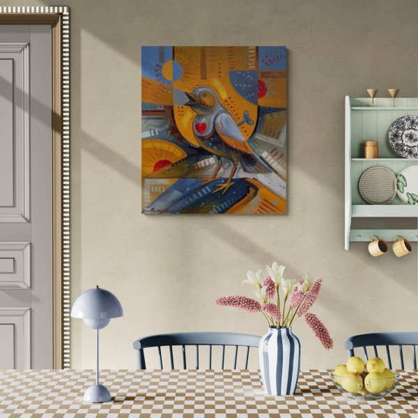 Imagen adicional 6: Abstraccionismo Interior Pintura "El pájaro está cantando", pintor Serhii Voichenko óleo lienzo 