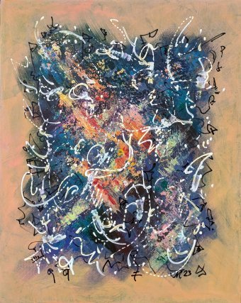 Painting "Symphony 1: A Colorful Emotional Tapestry" by painter Lena Kolambet acrylic canvas at Jose Art Gallery