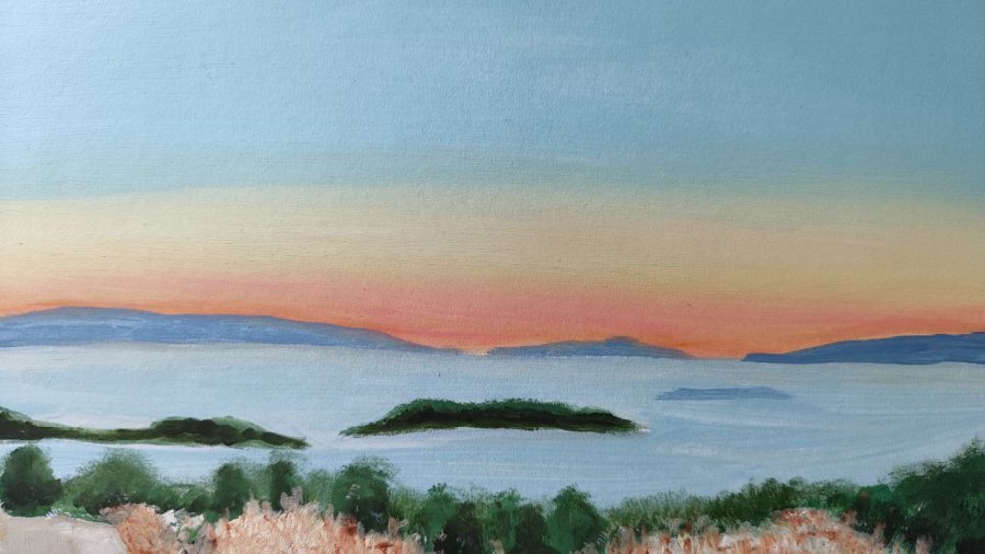 Realism Marine Art Painting Facets of Infinity by painter Viktoria Chumak acrylic paper 