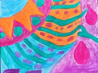 Painting "Colorful Paisley Pattern Design Art" by painter Alexandra Irimia acrylic canvas at Jose Art Gallery