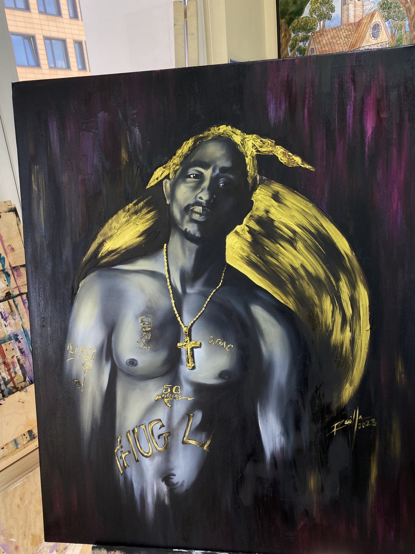 LEGEND: 2PAC IN GOLD Painting by Julie - Jose Art Gallery