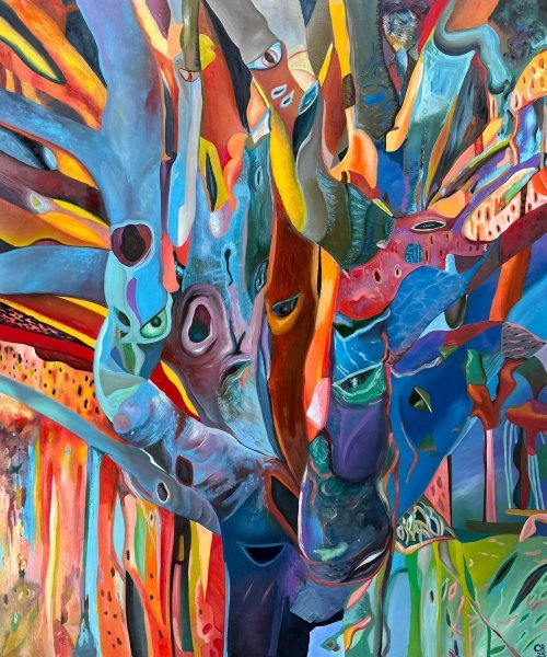 Абстракционизм Городской пейзаж Живопись "Дерево тысячи глаз" живописец Constantin Roucault масло холст 