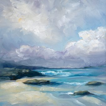 Painting "Caribbean Seascape" by painter Adrienn Pécsek oil paper at Jose Art Gallery