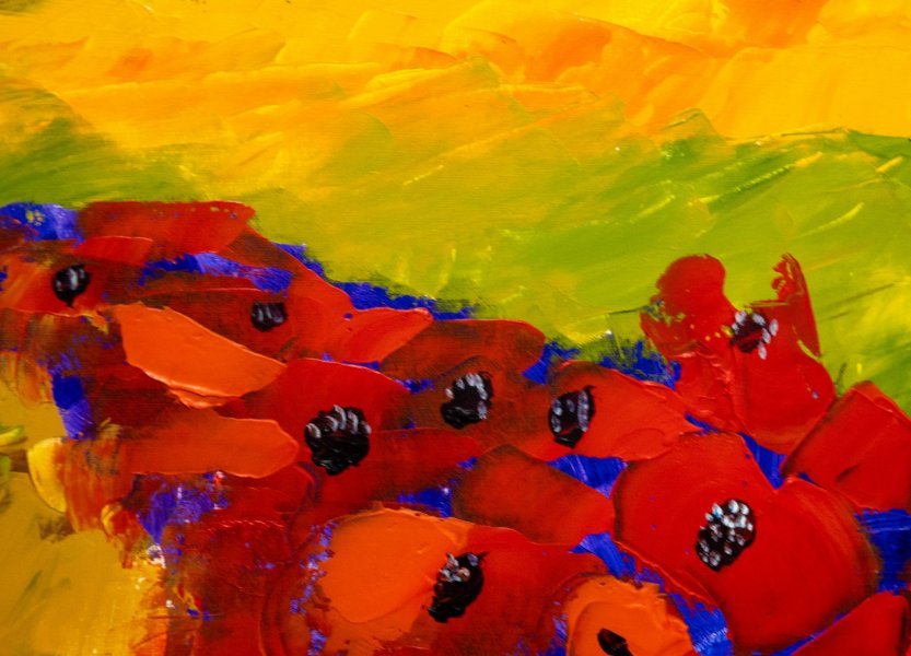 Imagen adicional 5: Arte moderno Paisaje Pintura "Amapolas vibrantes del paisaje de Provenza", pintor Patrick BAUQUEL acrílico lienzo 