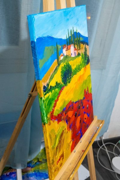 Imagen adicional 6: Arte moderno Paisaje Pintura "Amapolas vibrantes del paisaje de Provenza", pintor Patrick BAUQUEL acrílico lienzo 