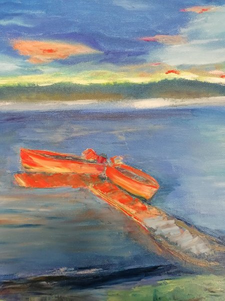 Immagine aggiuntiva 4: Impressionismo Paesaggio marino Pittura "L'umore arancione", pittore Aleksandra Djurenko olio tela 