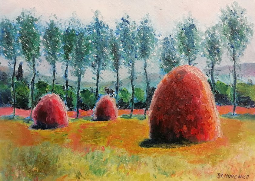 Haystacks. C.Monet. Free Copy Painting by Oleksandra Dzhurenko