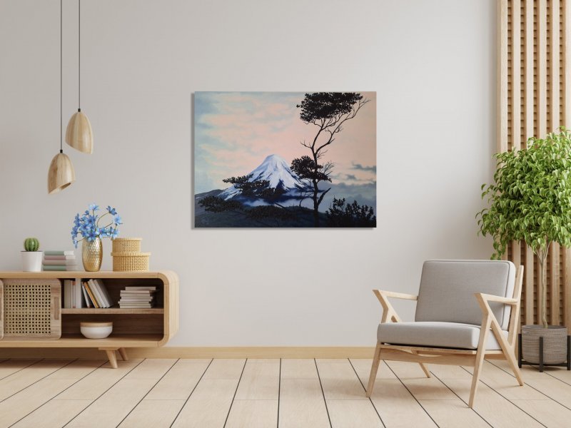 Additional view 1: Realism Landscape Painting Volcano Chile Evening Landscape by painter Pavel Bulavintsev oil canvas 