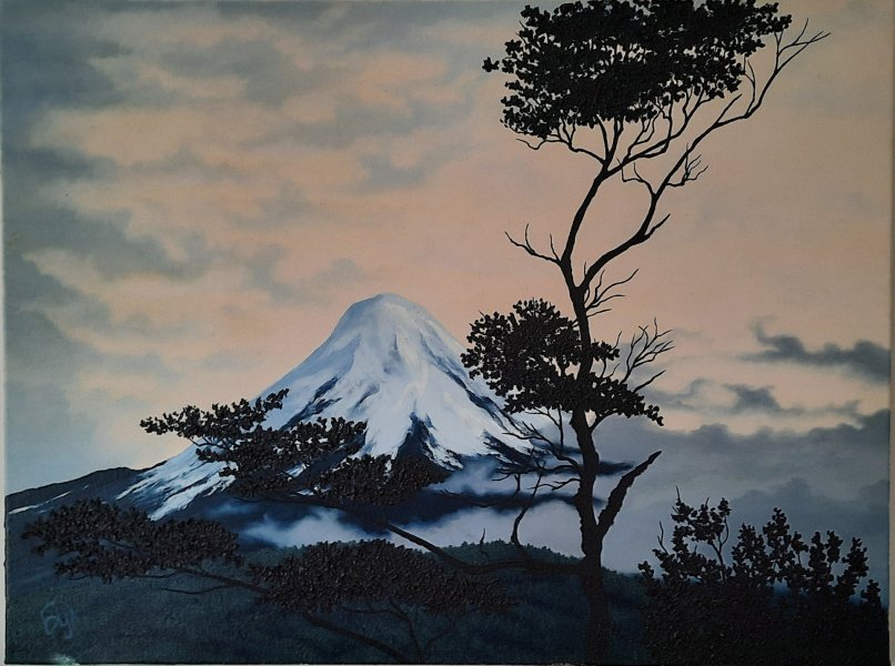 Additional view 2: Realism Landscape Painting Volcano Chile Evening Landscape by painter Pavel Bulavintsev oil canvas 