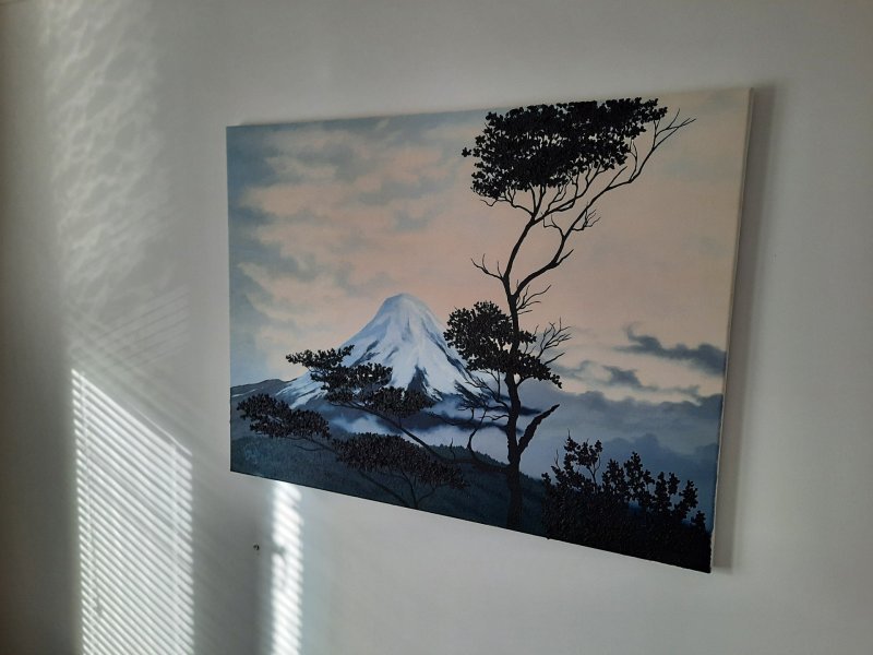 Additional view 3: Realism Landscape Painting Volcano Chile Evening Landscape by painter Pavel Bulavintsev oil canvas 