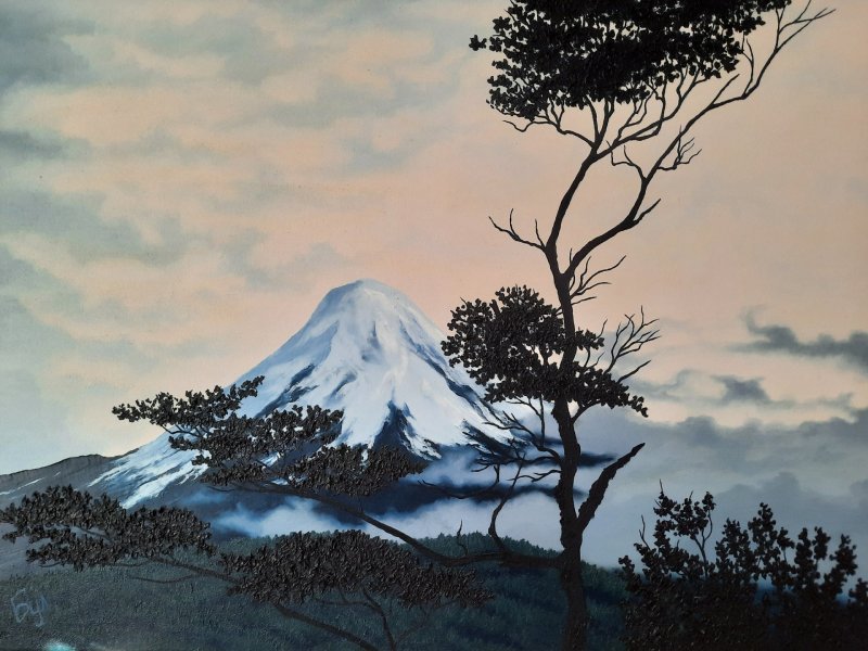 Additional view 4: Realism Landscape Painting Volcano Chile Evening Landscape by painter Pavel Bulavintsev oil canvas 