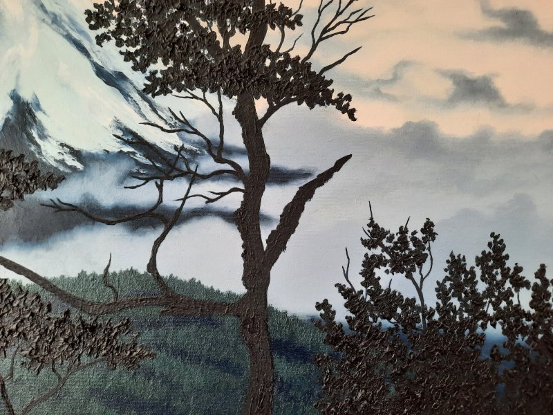 Additional view 7: Realism Landscape Painting Volcano Chile Evening Landscape by painter Pavel Bulavintsev oil canvas 