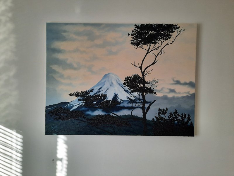 Additional view 8: Realism Landscape Painting Volcano Chile Evening Landscape by painter Pavel Bulavintsev oil canvas 