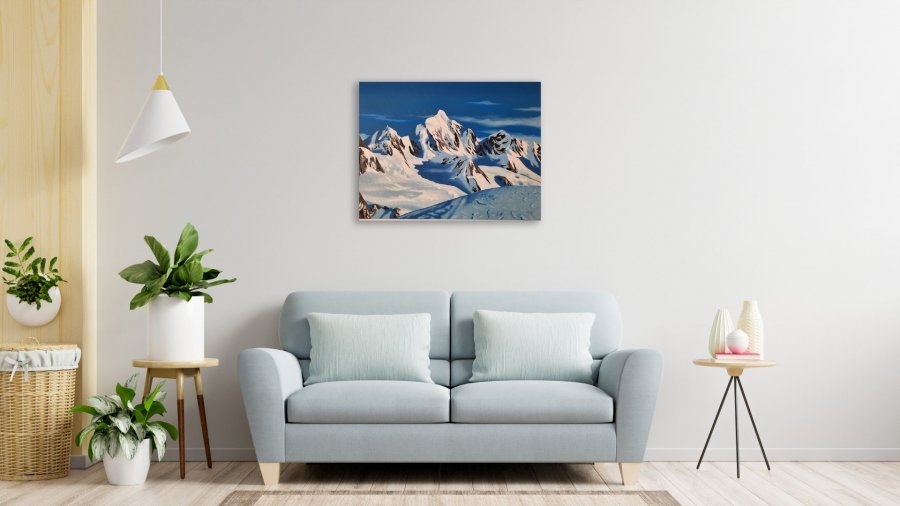 Additional view 1: Realism Landscape Painting Serenity of the Peaks. Winter Landscape 2016 by painter Pavel Bulavintsev oil canvas 