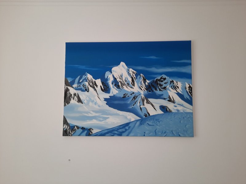 Additional view 2: Realism Landscape Painting Serenity of the Peaks. Winter Landscape 2016 by painter Pavel Bulavintsev oil canvas 