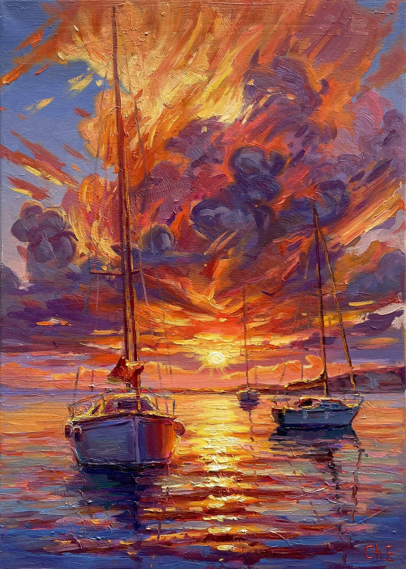 Sunset by the Sea Painting by Yevgeny Chernyakovsky