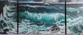 Painting "The Power of Nature. Inspiration of Waves" by painter Leon Katz acrylic canvas at Jose Art Gallery