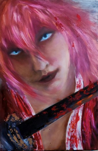 Painting "Samurai" by painter Olga Velyanik oil fabric at Jose Art Gallery