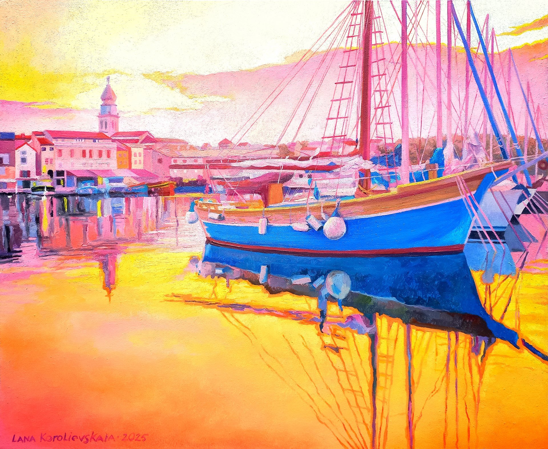 Evening in Krk Painting by Lana Korolievskaia
