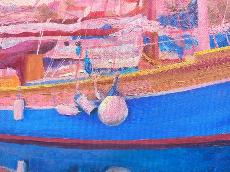 Immagine aggiuntiva 1: Impressionismo Paesaggio marino Pittura "Sera a Krk", pittore Lana Korolievskaia olio tela 