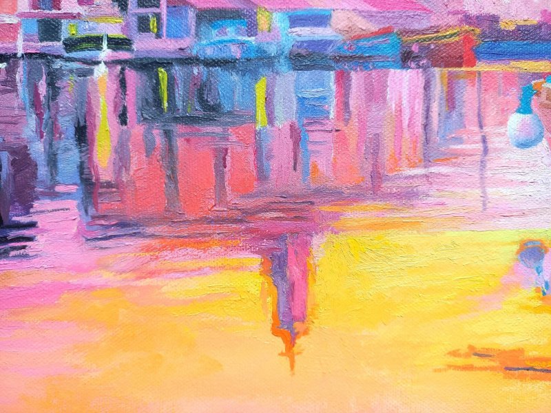 Immagine aggiuntiva 4: Impressionismo Paesaggio marino Pittura "Sera a Krk", pittore Lana Korolievskaia olio tela 