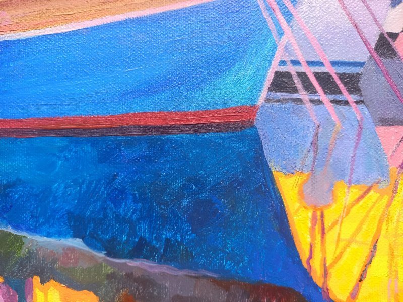 Immagine aggiuntiva 7: Impressionismo Paesaggio marino Pittura "Sera a Krk", pittore Lana Korolievskaia olio tela 