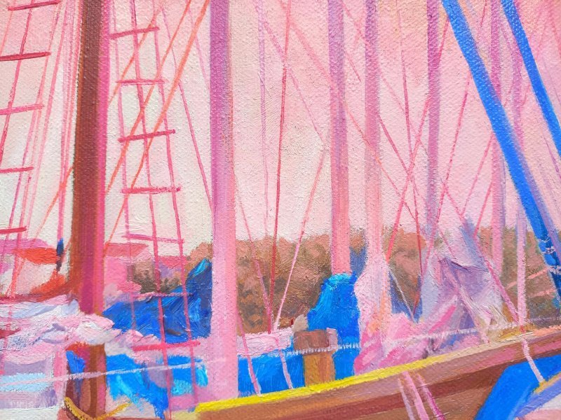 Immagine aggiuntiva 8: Impressionismo Paesaggio marino Pittura "Sera a Krk", pittore Lana Korolievskaia olio tela 