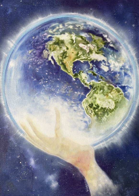 God holds the earth in his hand