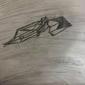 Graphik "Jet Alpha. Moderne Skizze eines von Fliegen inspirierten Designs", illustrator Amanda Harris Tinte Karton in der Jose Art Gallery