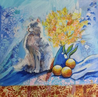 Painting "Still life: Quiet Moments in Color" by painter KOlha acrylic canvas at Jose Art Gallery