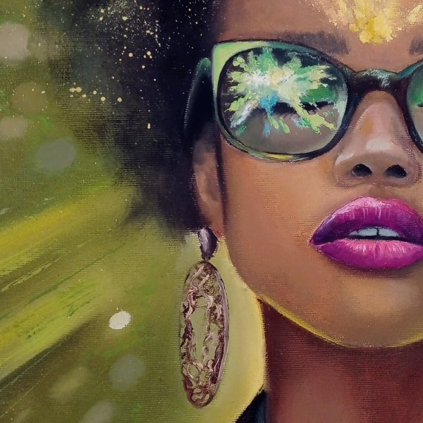 Additional view 7: Conceptual Portrait Painting Thoughts by painter Yulianna Tulinova oil canvas 