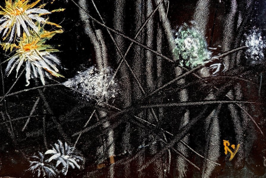 Image supplémentaire 2: Art conceptuel Paysage urbain Peinture "Jardin mystérieux", peintre Serhiy Roy technique mixte carton 