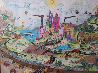 Graphique "Petite ville", illustrateur Liliya Lihuta gravure papier à la Jose Art Gallery