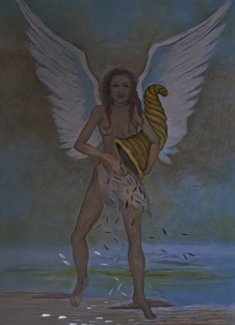 Painting "The Art" by painter Alberto Thirion mixed method paper at Jose Art Gallery