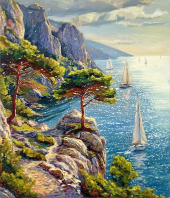 Painting "Morning Calm" by painter Yevgeny Chernyakovsky oil canvas at Jose Art Gallery