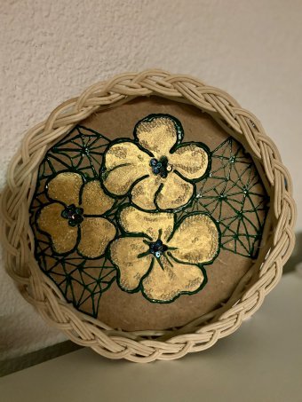 Flowers abstract on wooden bas
