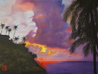 Pintura "Soy Feliz: Vistas alegres del cielo de Acapulco", pintor Thu Nguyen óleo lienzo en Jose Art Gallery